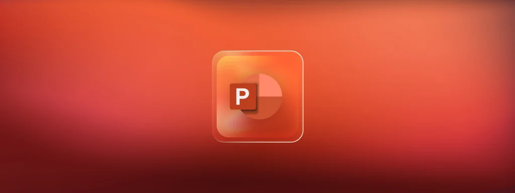 PowerPoint icon on an orange background, related to PowerPoint productivity tips.