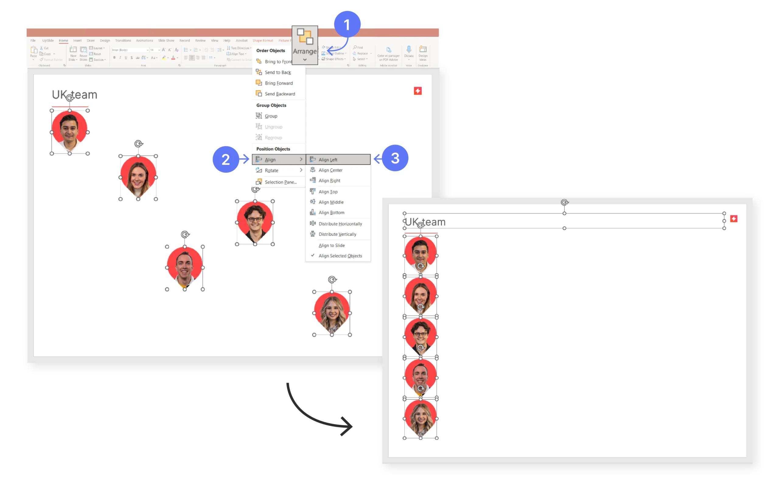 Comment utiliser les fonctions Arrangement et Alignement dans PowerPoint