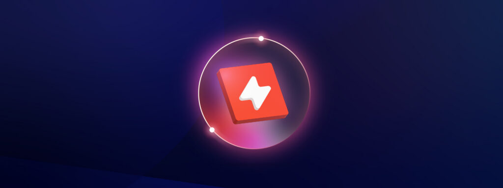 Red square icon with white lightning bolt, representing the launch visual identity process.