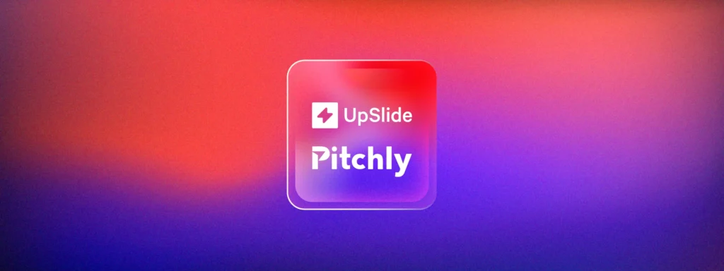UpSlide Pitchly logo on a colorful gradient background.