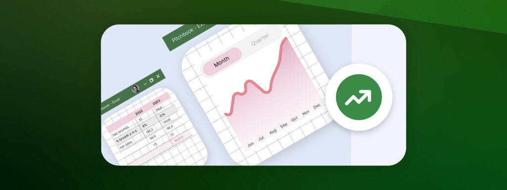 Excel spreadsheet showing sales growth with a line graph. Excel tips for productivity.