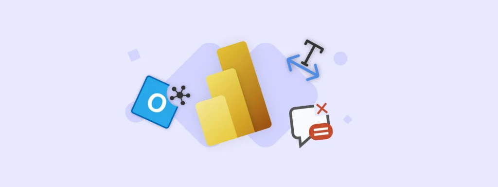 UpSlide feature round-up graphic showing icons for data charts, text adjustment, and error reporting.