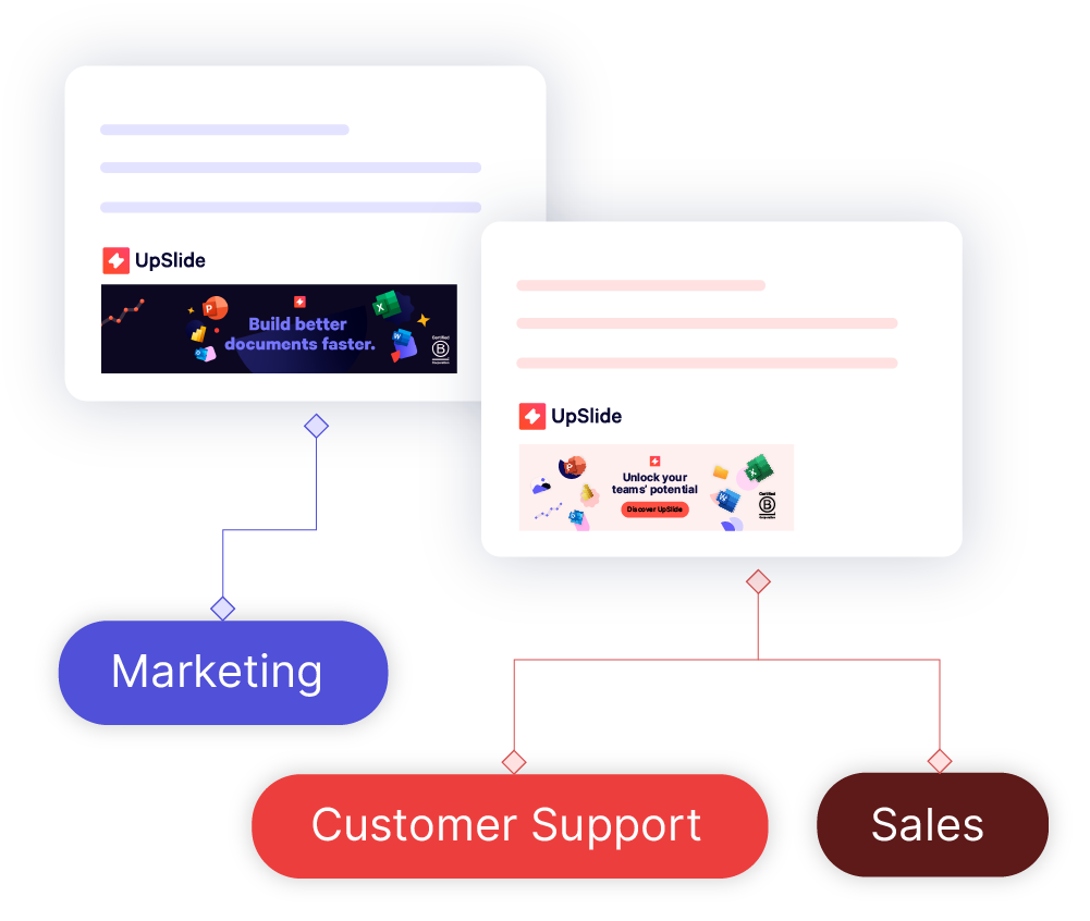 UpSlide Outlook Signature Manager (OSM), permet de déployer des campagnes de signatures d&#039;e-mails ciblées au sein de plusieurs équipes (marketing, ventes, assistance à la clientèle) pour une image de marque cohérente et des messages sur mesure.