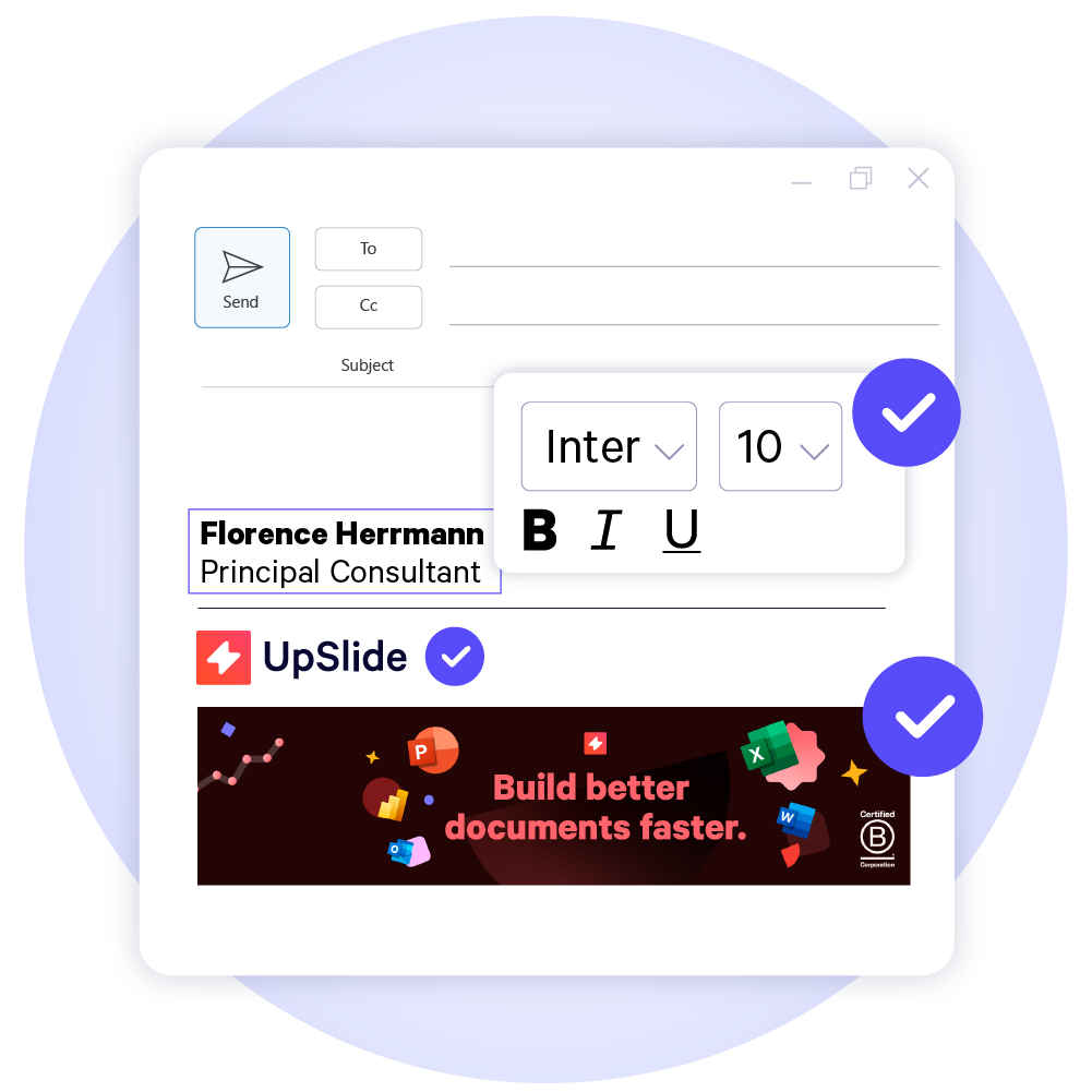 UpSlide Outlook Signature Manager (OSM), permet aux équipes marketing de définir les styles de police et la charte graphique de chaque signature d&#039;e-mail de l&#039;entreprise.