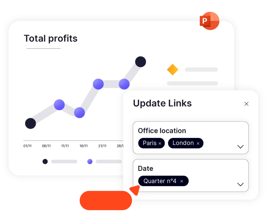 Edit Power BI slicer values from within PowerPoint to make recurring report creation easier.