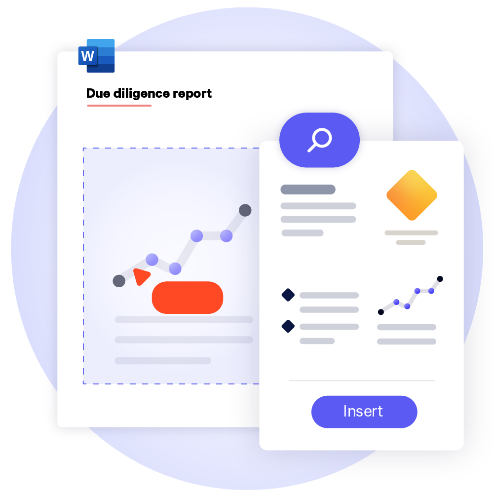 Add pre-built internal data to due diligence reports within Word.