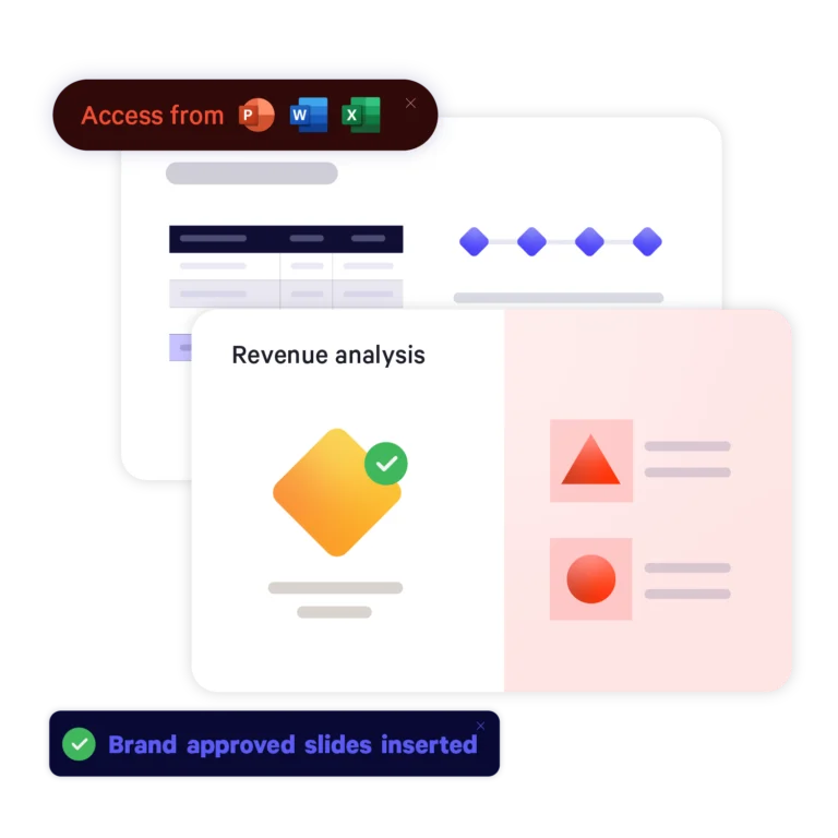 Access the Content Library from within PowerPoint, Excel, and Word.