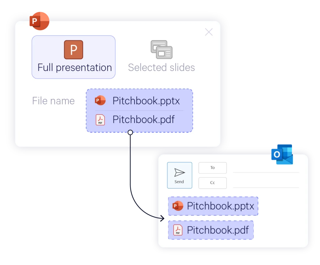 Partagez une présentation aux formats PPTX et PDF avec UpSlide.