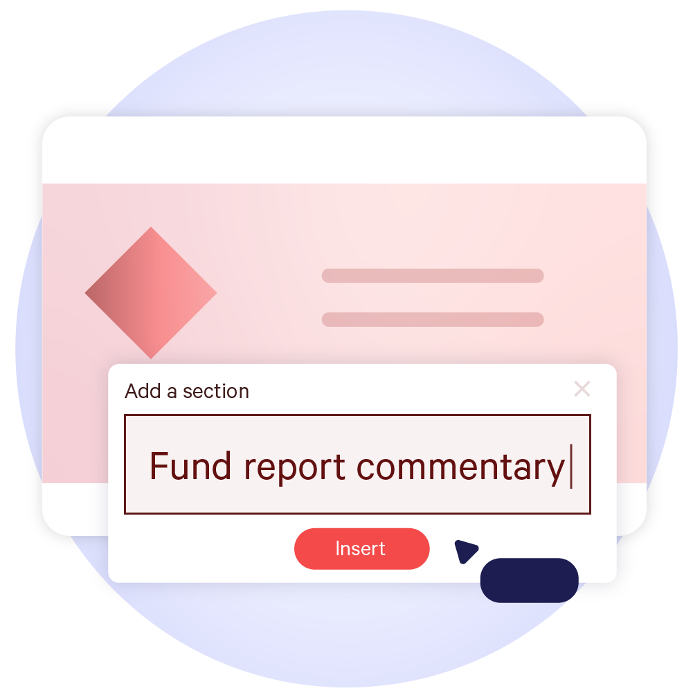 Adding a section named "Fund report commentary" to a PowerPoint deck with UpSlide.