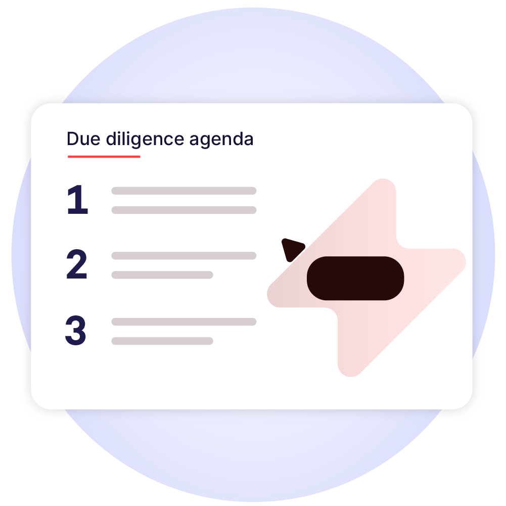 An agenda displayed within a due diligence report in PowerPoint.