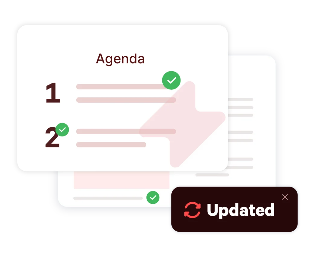 Updating a section slide and an agenda slide within a PowerPoint deck with UpSlide.