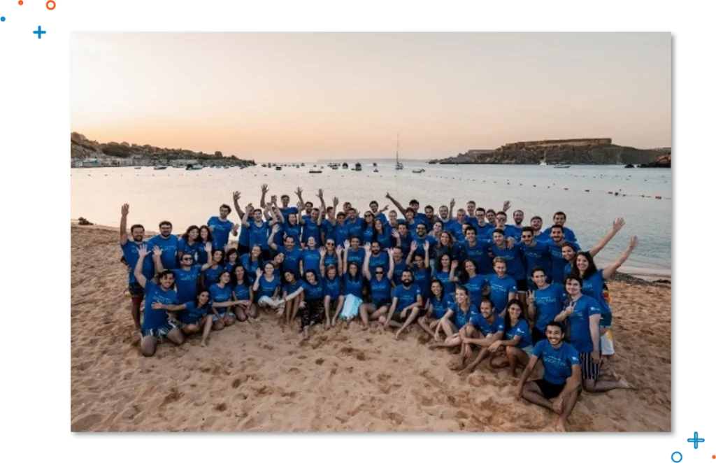 A picture of the UpSlide team at the 10 year anniversary seminar in Malta