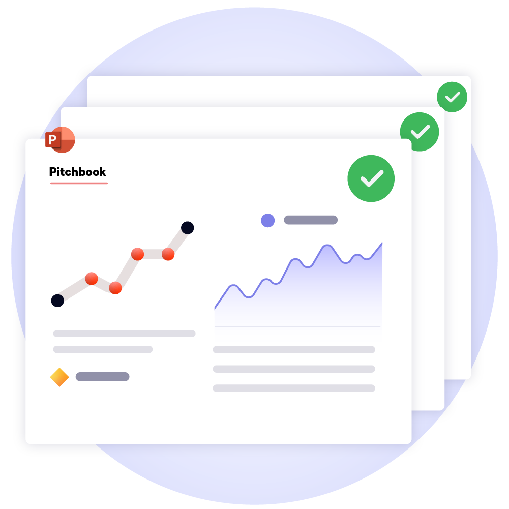 Confirm all slides in a pitchbook are error-free with Slide Check.