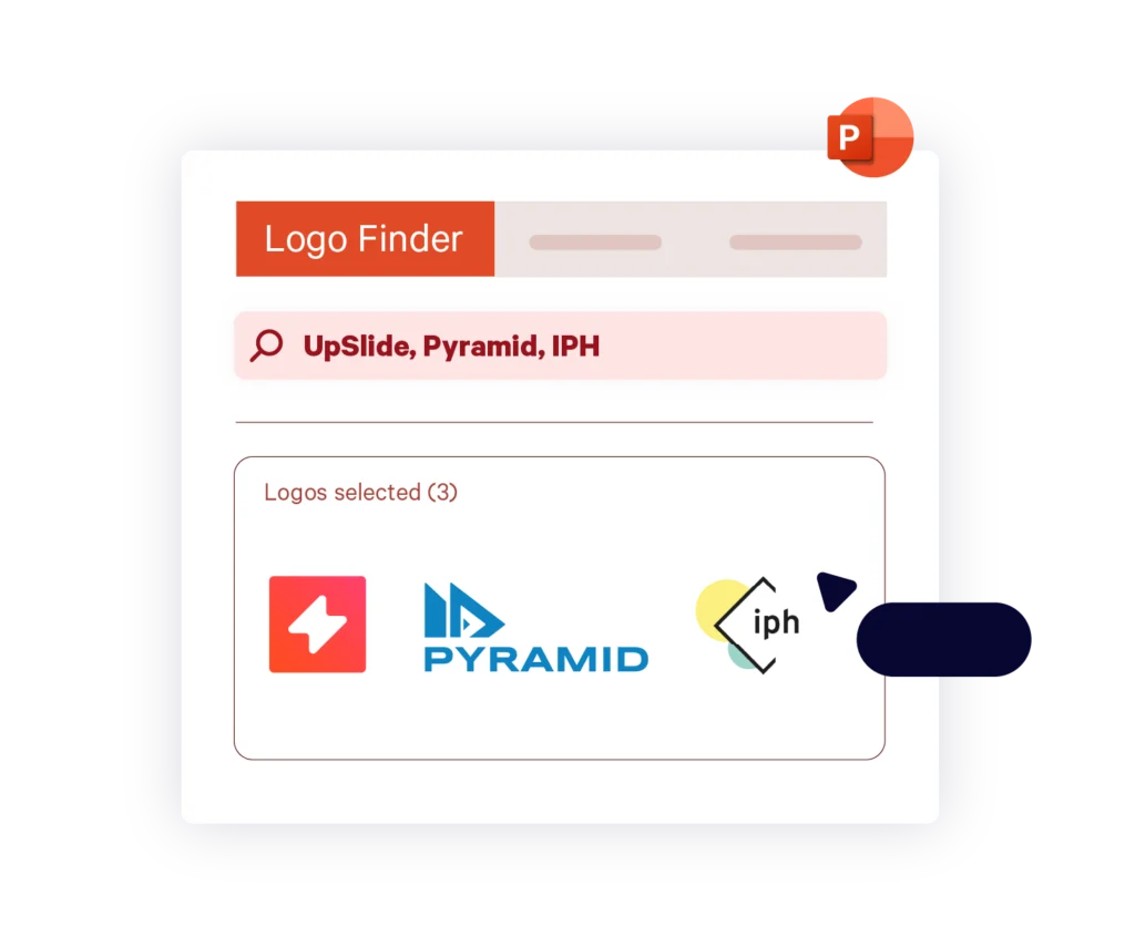 Search for multiple company logos within PowerPoint with UpSlide's Logo Finder.