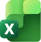 Microsoft Excel logo with green gradient squares and a white "X