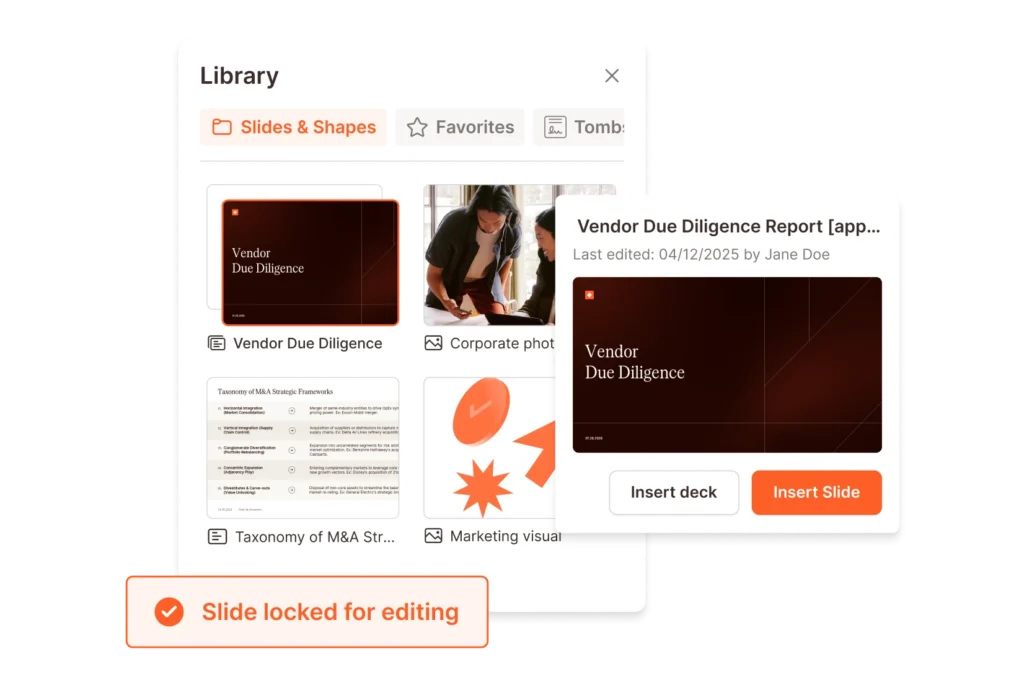 Vendor Due Diligence Report template with slide library and editing lock.