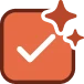 Orange checkmark icon with sparkles, representing AI consistency check.