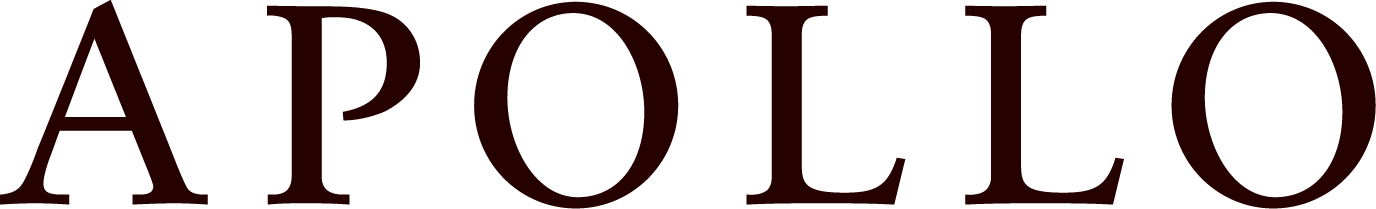 Text reads "APOLLO" in a dark red font against a black background.