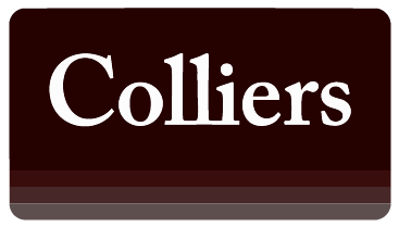 Colliers logo on a dark brown background