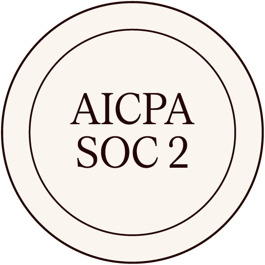 AICPA SOC 2 compliance badge. Security verification.