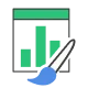 Excel and PowerPoint formatting icon with a chart and paintbrush.