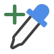 Color picker tool with a green plus sign for adding colors.