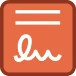 Tombstone icon with signature and lines, representing a document signing app.