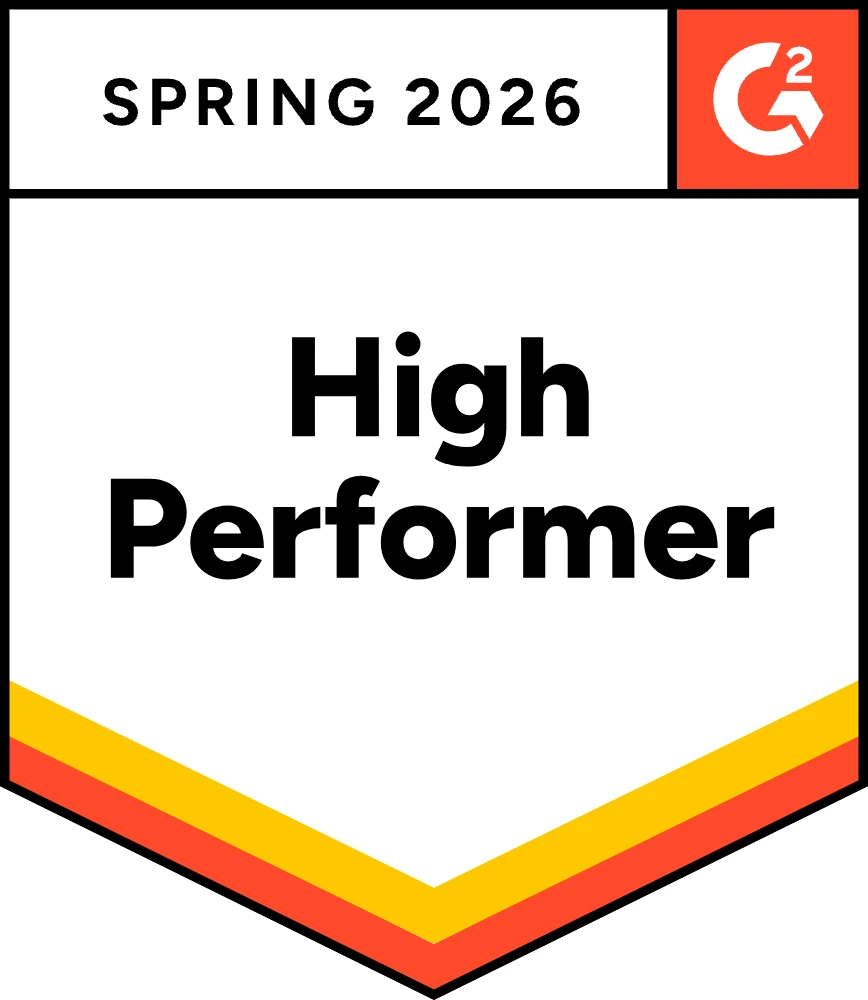 G2 High Performer badge for Spring 2026. Upslide recognized for high performance.